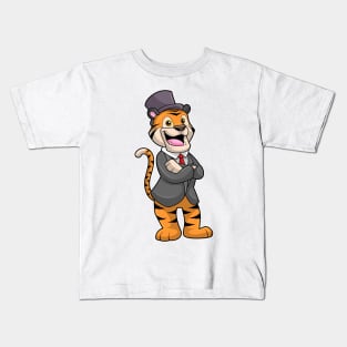 Tiger as Groom with Jacket & Hat Kids T-Shirt